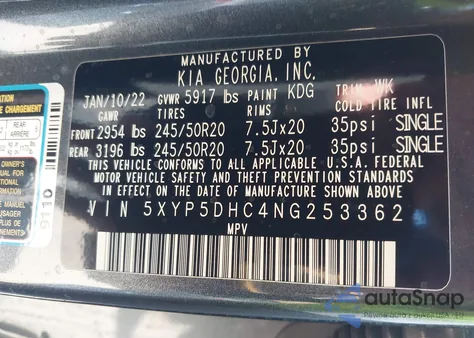 2022 Kia Telluride Sx from USA, damaged, VIN 5XYP5DHC4NG253362